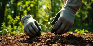 Mediu Online 35 Oameni plantând copaci noi, mănuși, lopeți