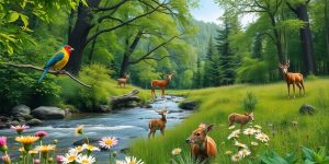 Mediu Online 38 Animale și plante sălbatice într-un peisaj natural luxuriant.